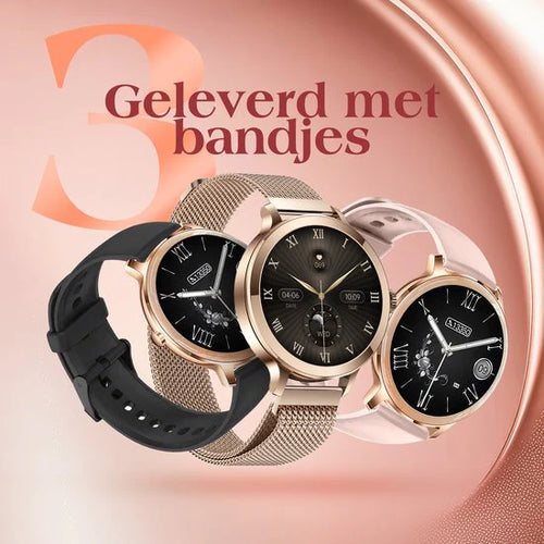 Golden Sound AMOLED Smartwatch Ladies - 3 bracelets supplémentaires - Convient à tout ordinateur portable et smartphone - Podomètre - Moniteur de sommeil - Moniteur de saturation - 40mm - cbf16a3a431daa06c6e71b3f6d2725cd47e2aa86_a99ad66e9f099335f0f75f23e78dc9e453b6fb99_550x550_1_c567f7e5-dc45-4f4f-992c-037817b62f9f