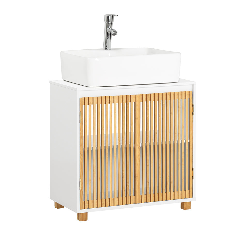 SoBuy BZR125-W Meuble bas pour évier - Blanc - 2 portes - 60x33x60cm - d3a72c7d-042f-4ac3-863d-c07298e4a108