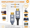 Drivv. Câble Premium Displayport vers HDMI - 4K 60hz - Nylon - 3 mètres - Gris - d6ddb715c89afeb6a3a443f32abf04b681e4f8b2_Enriched_product_image_bd31f972-bfb9-423c-a250-fea7bfd8b539