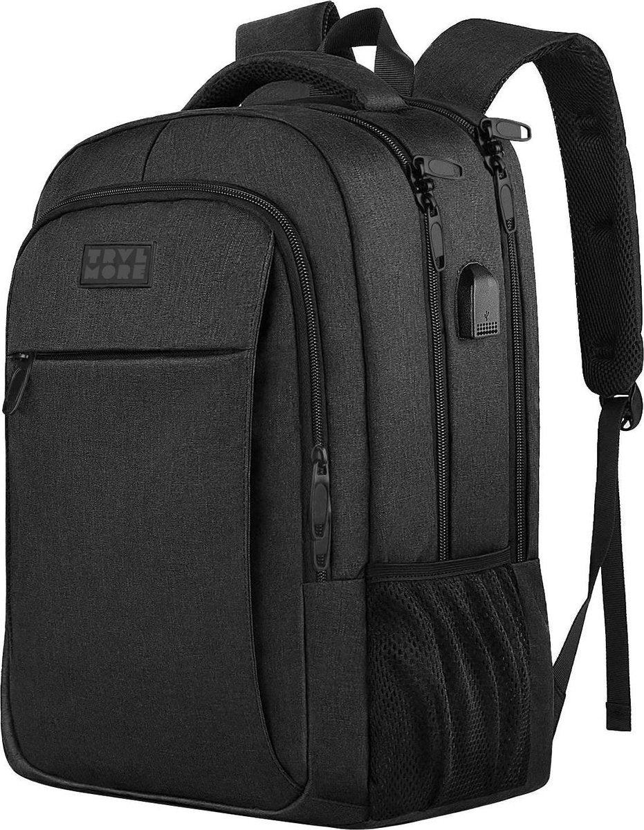 TRVLMORE Sac à dos - 28L - 15.6 inch - Sac à dos pour ordinateur portable - Cartable - Unisexe - Résistant aux éclaboussures - Garantie à vie - Noir