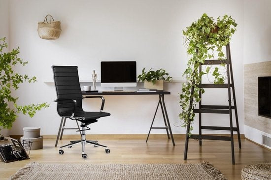 LIFA LIVING Siège de bureau Brisbane - Noir - Cuir - Moderne - Ergonomique - Réglable - Capacité : 150 kg - d827b4d4-5b8b-495e-9ffc-d772caf819c7
