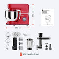 KitchenBrothers Robot de cuisine 6-en-1 - 1500W - Avec hachoir, blender et 15 accessoires - Bol en acier inoxydable de 6,2L - Rouge - d8ccb56a7fed927f48348c8adf6460bb52fe22c1_Enriched_product_image