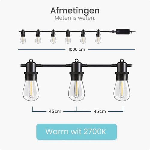 Gologi guirlande lumineuse extérieure et intérieure - Guirlande lumineuse 10M - Eclairage de jardin LED - Eclairage d'ambiance chaud 2700K - Etanche - Eclairage intelligent avec App - Connectable jusqu'à 25M - d8e95ff1-be49-41dc-a1b8-2e0c8ae8499e