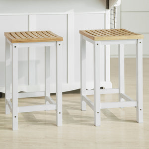 SoBuy FST29-WNx2 Tabouret de bar set of 2 - Max. 100 kg - 35 x 35 x 61 cm - Blanc/ Brun - d91d1e6e-b662-411b-8b9b-38c3b090d9a6_5eed9a0a-0765-4e16-adb8-000762e2d0c9
