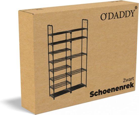 O'DADDY® Shoe Rack 8 Layer Double - Meuble à chaussures - Système de rangement de chaussures - Meuble de rangement - Meuble à chaussures - Meuble à chaussures - 26 à 30 paires de chaussures - Métal noir - ddeb91fdff3690d40e347ff734f44c5a7e2c3450_Enriched_product_image_019c4563-aee5-40fb-aed0-ec5ffd10f4b6