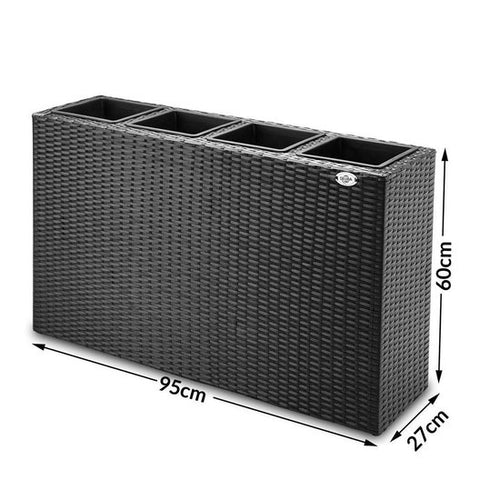 Casaria Jardinière Polyrattan 95x27x60cm avec évacuation d'eau - Noir - e81fb6fb65f77ca5c6213fb4fafc659816b4a55c_Enriched_product_image