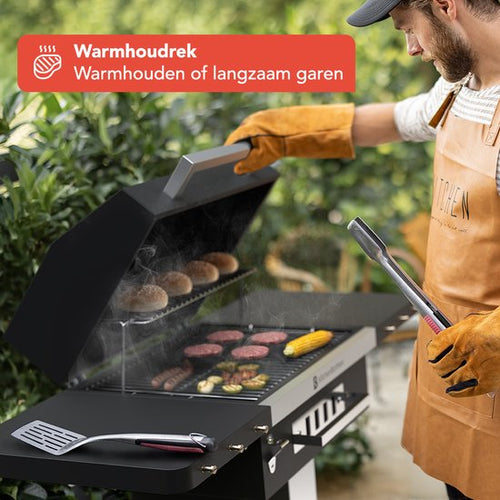 KitchenBrothers Charcoal BBQ - Barbecue sur pied - avec roues - Grille en acier inoxydable - Barbecue au charbon de bois avec couvercle - Noir - f3b98375132e0ef50ef51bc2fa863d7b0152c971_Enriched_product_image