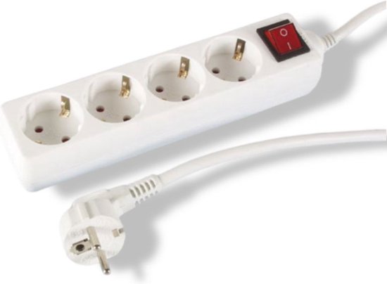 Perel Prise avec interrupteur, 4 prises avec terre de protection (type F), câble 3 m, 3G1.5, usage intérieur, blanc - f4d8e2bb343959baeaa72a7ebd0eee841c8dc470_Enriched_product_image
