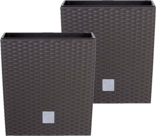 Prosperplast Pot de fleurs/pot de plantes Rato - aspect rotin - avec pot intérieur - brun - 40 x 40 x 41 cm - plastique - f4f6f05968c92dabd37720367bafaed86f03b028_Enriched_product_image