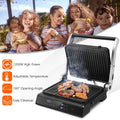 Coast Grill Press - Antiadhésif - 1200W - 3 en 1 - 240V - 35 cm x 30 cm x 14 cm - Noir - f9c03f23db6c61285b2f41ad4fcdc79d7dd7053a_es10197gb_bk_der_verbr_hungsschutzgriff_macht_es_bequem_und_sicher_den_deckel_zu_ffnen_10_23__8
