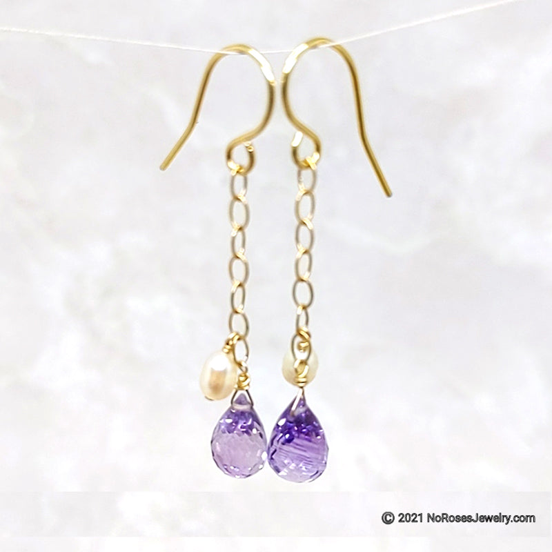 Solitude Earrings - Amethyst and Pearl