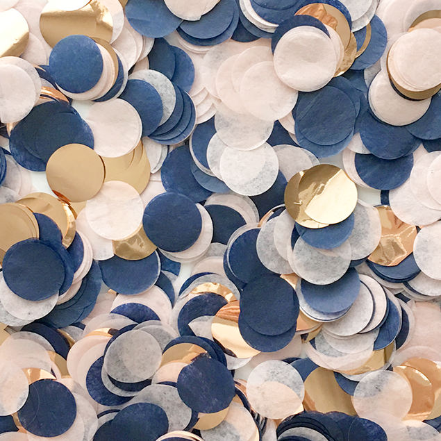 Navy, Blush & Rose Gold Confetti