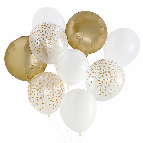 Bouquet de ballons Champagne Or Chromé Et Blanc – Chant-O-Fêtes Party