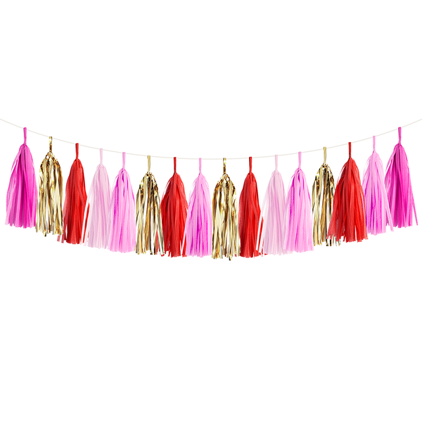 Jumbo Balloon & Tassel Tail - Red, Pink & Gold (Valentine's)