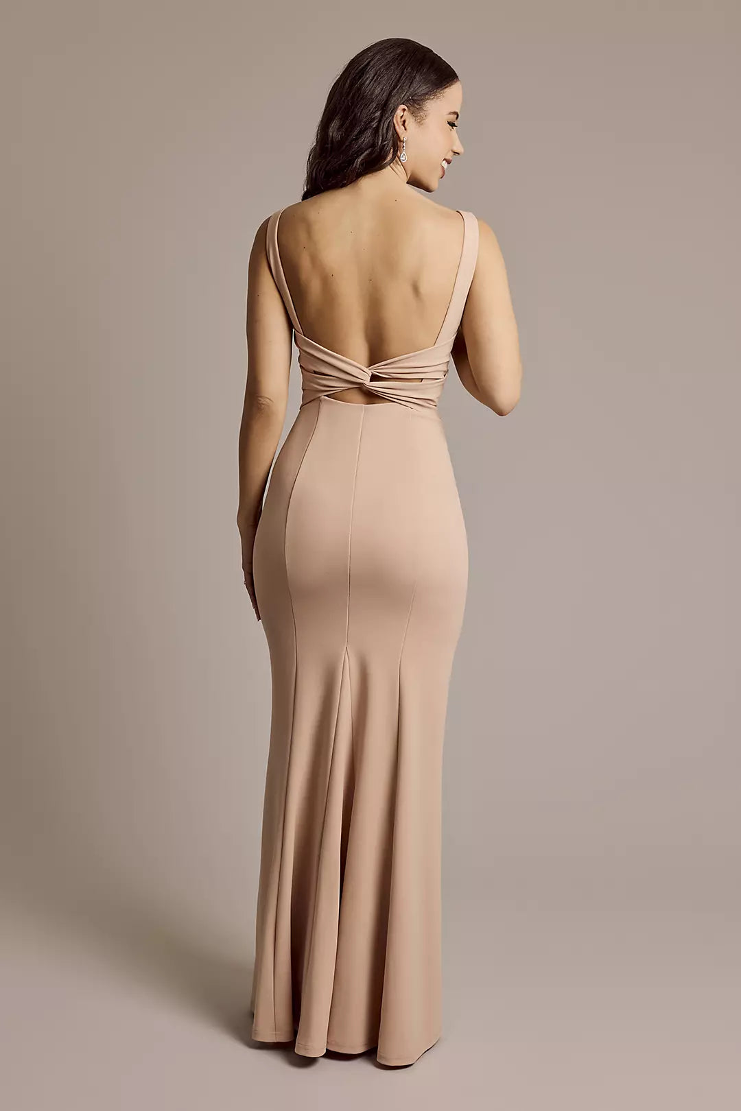 Crepe Tank Mermaid Dress with Back Knot