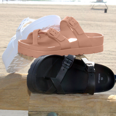 SOBEYO beach flip flop toe ring platform sandals cushion slides