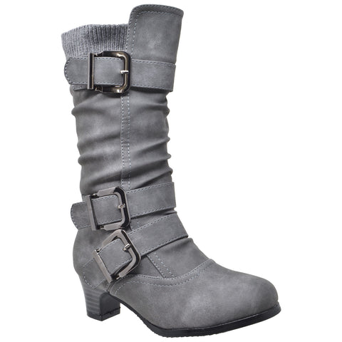 grey mid calf slouch boots
