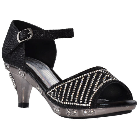 black rhinestone low heels