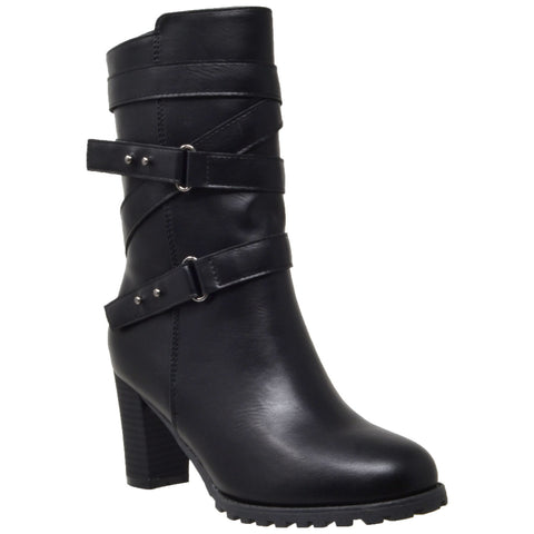 mid calf block heel boots