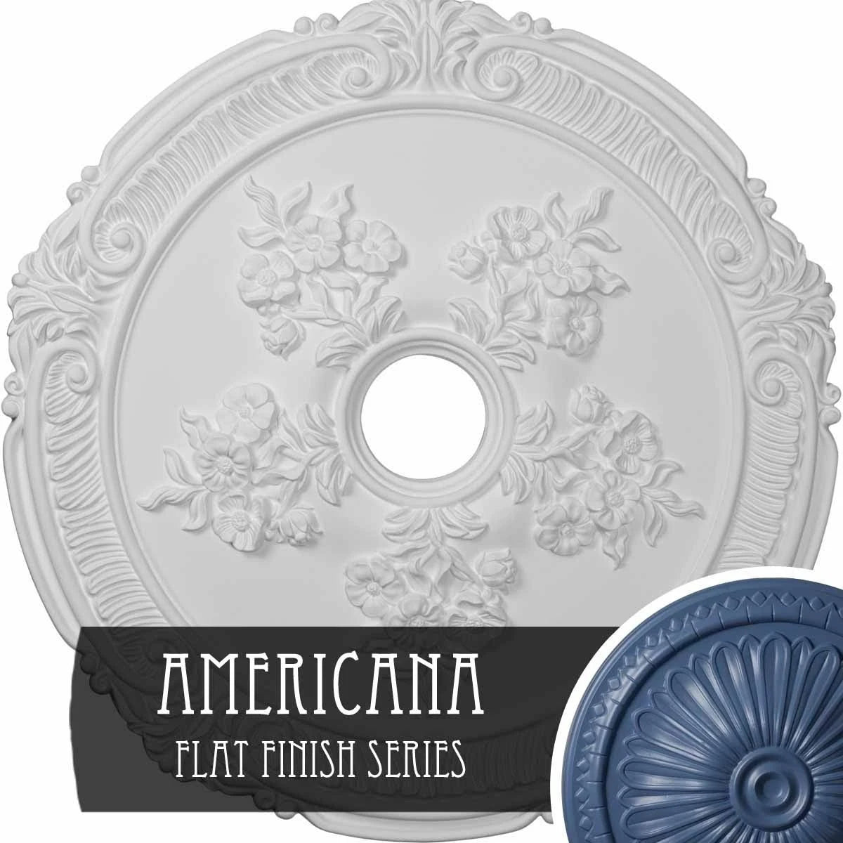 26x22OD x 3 3/4x22ID x 1 1/2x22P Attica with Rose Ceiling Medallion (Fits Canopies Up to 4 1/2x22), Hand-Painted Americana GBO0_M6GGE33