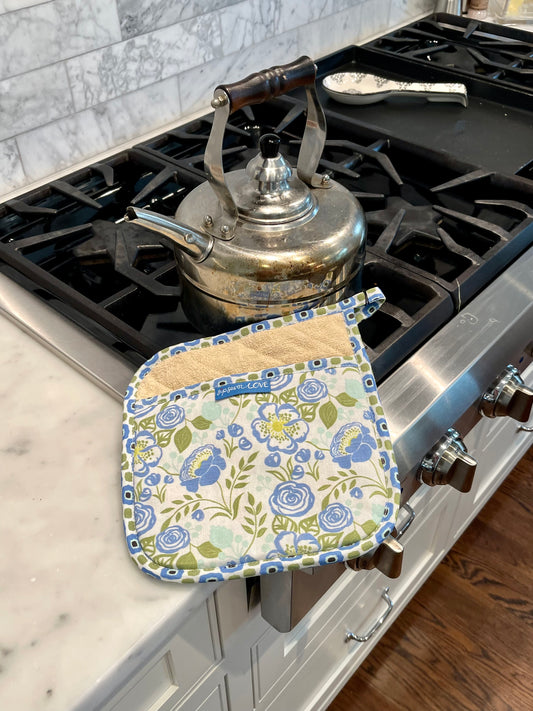 Blue Floral Kitchen Dish Towel, Organic Cotton Bloom Design – SIP  seriously imbibed products