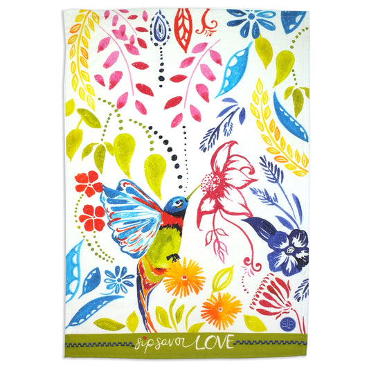 Colorful Floral Bouquet Kitchen Dish Towel, Organic Cotton Joyful Design  – SIP seriously imbibed products