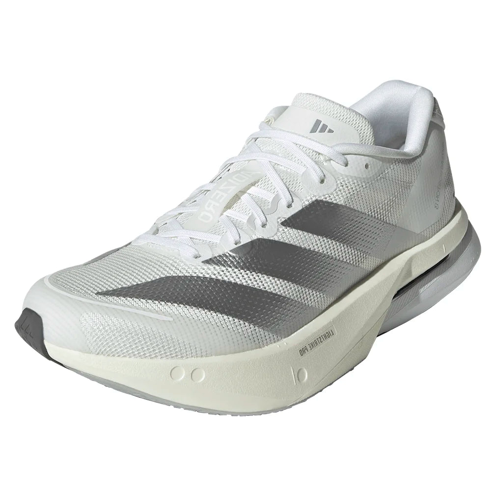 Women`s Adizero Boston 13 Running Shoes Footwear White and Matte Silver