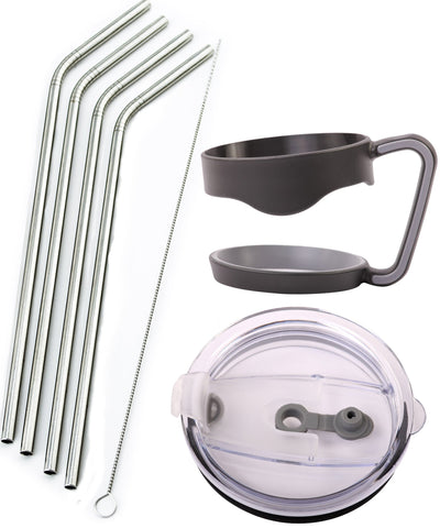 4 WIDE Stainless Steel Straws + Straw hole LID Extra LONG fits 30 oz Yeti  Tumbler Rambler Cups - CocoStraw Brand Drinking Straw (4 WIDE straws +  Straw