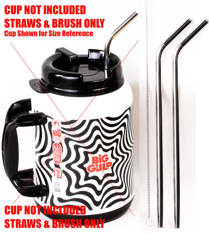 2 Jumbo 14 Stainless Steel 100 oz Straw Huge Super Long Drinking Wide Insulated Whirley Travel Mug Foam Truck Stop Cup