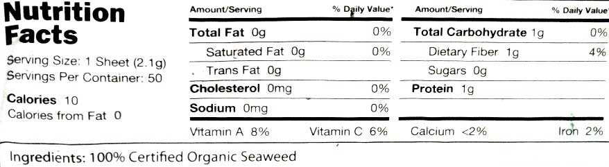 seaweed nutrition facts