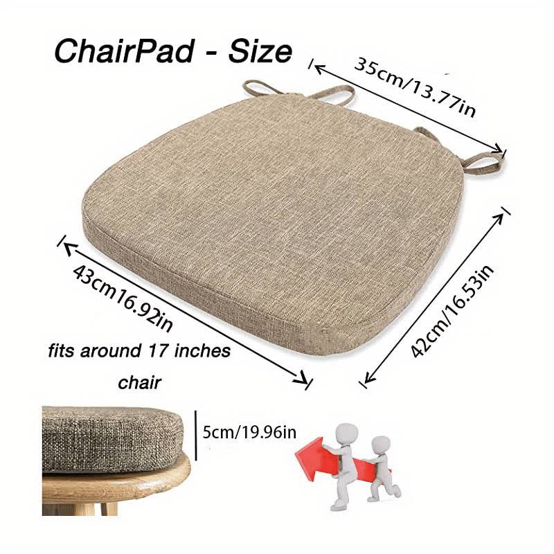 1pc Chair Cushion With Ties For Dining Chairs, Memory Foam Non Slip Kitchen Chair Pad And Dining Seat Cushion With Machine Washable Cover Home