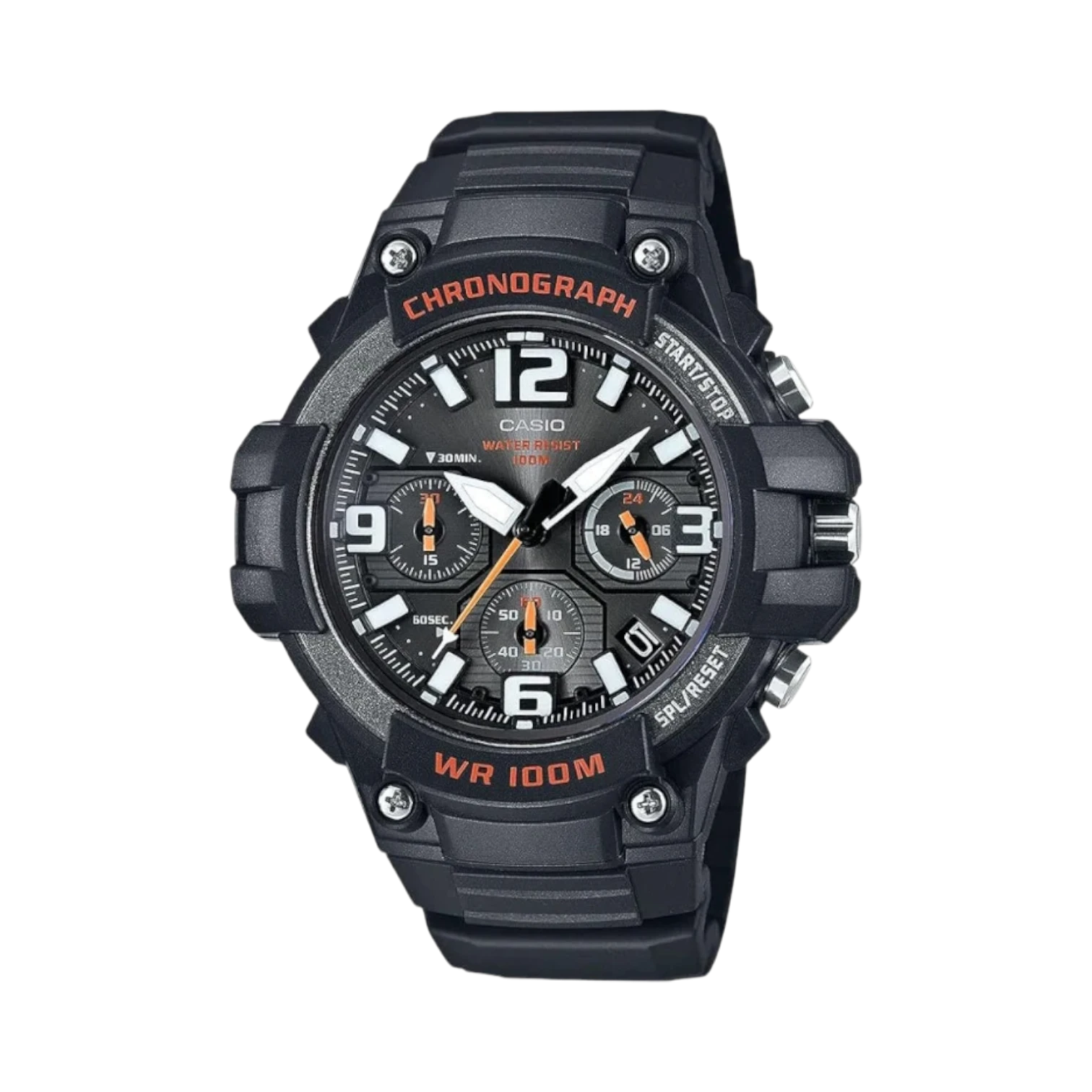Casio Men's Heavy Duty Black/Orange Sport Watch, 100M Water Resistant