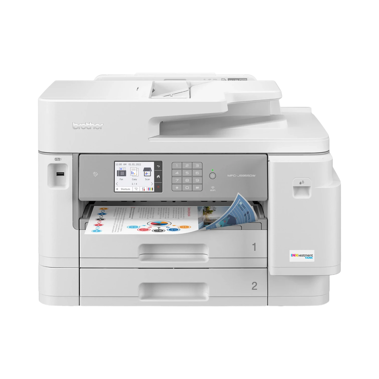 Brother Business Color Inkjet All-in-One Printer with Low-Cost, Up to 11" x 17" Printing, Wireless and Ethernet Networking, Duplex Print, Scan, and Copy,
