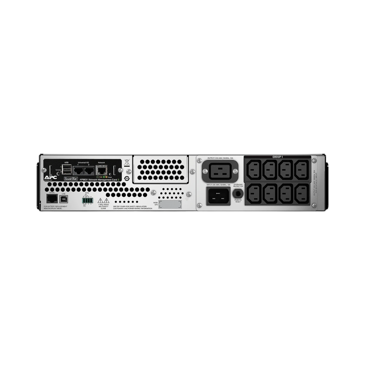 APC Smart-UPS, Line Interactive, 3kVA, Rackmount 2U, 230V, 8x IEC C13+1x IEC C19 outlets, Network Card, AVR, LCD