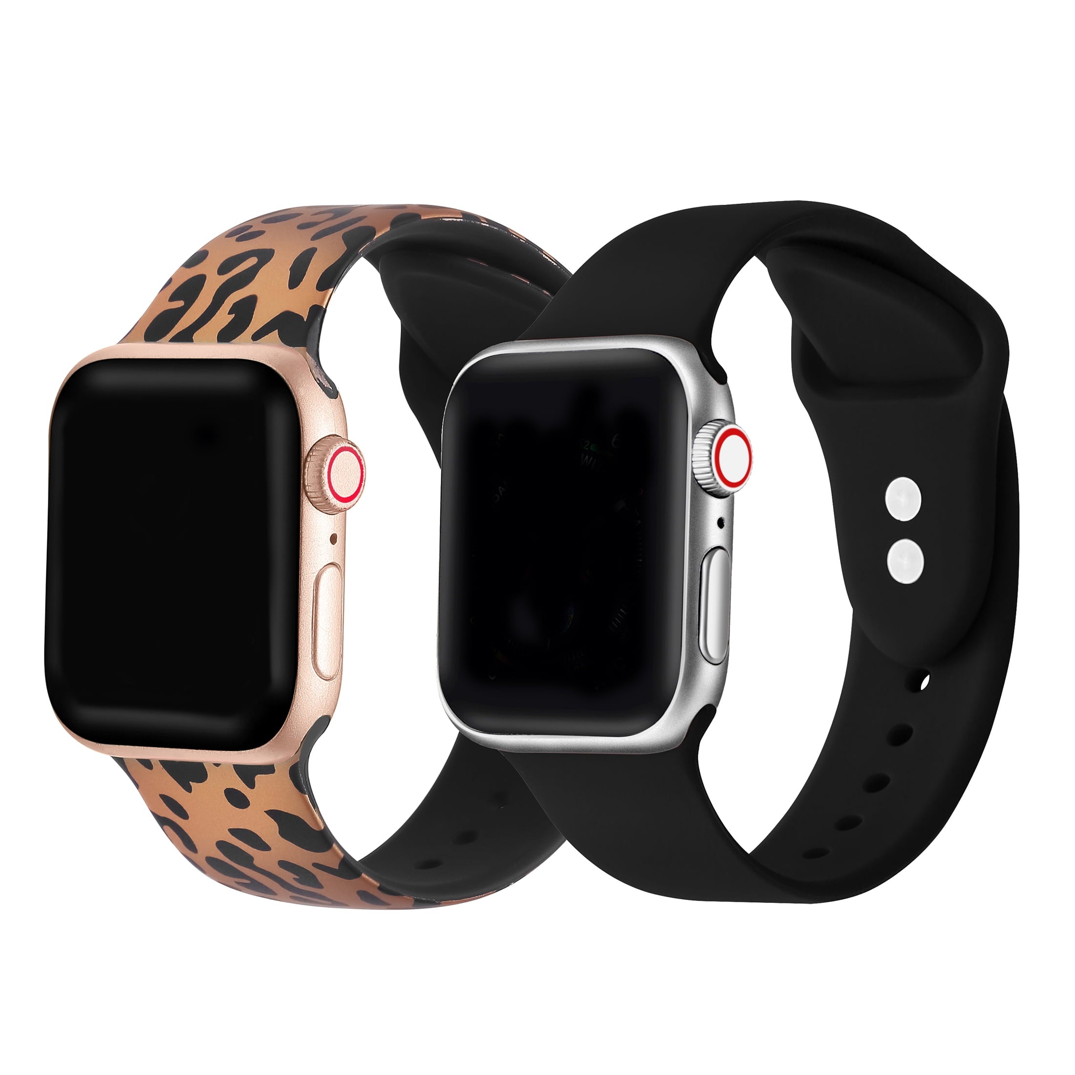 2-Pack of Silicone Print and Solid Replacement Bands for Apple Watch Series 1,2,3,4,5,6,7,8 & SE- Size 42mm/44mm/45mm