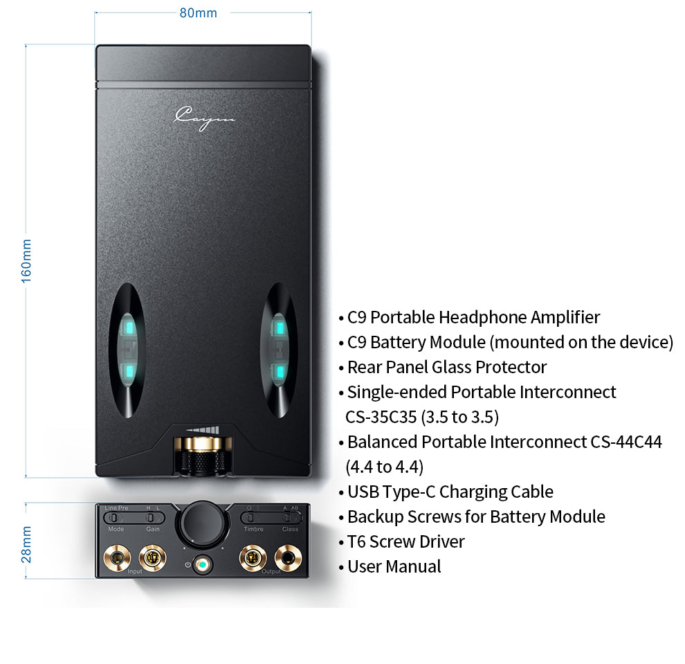 Cayin C9: Dual Nutube, Fully discrete Fully Balanced Class A/AB Portable Headphone Amplifier- MusicTeck