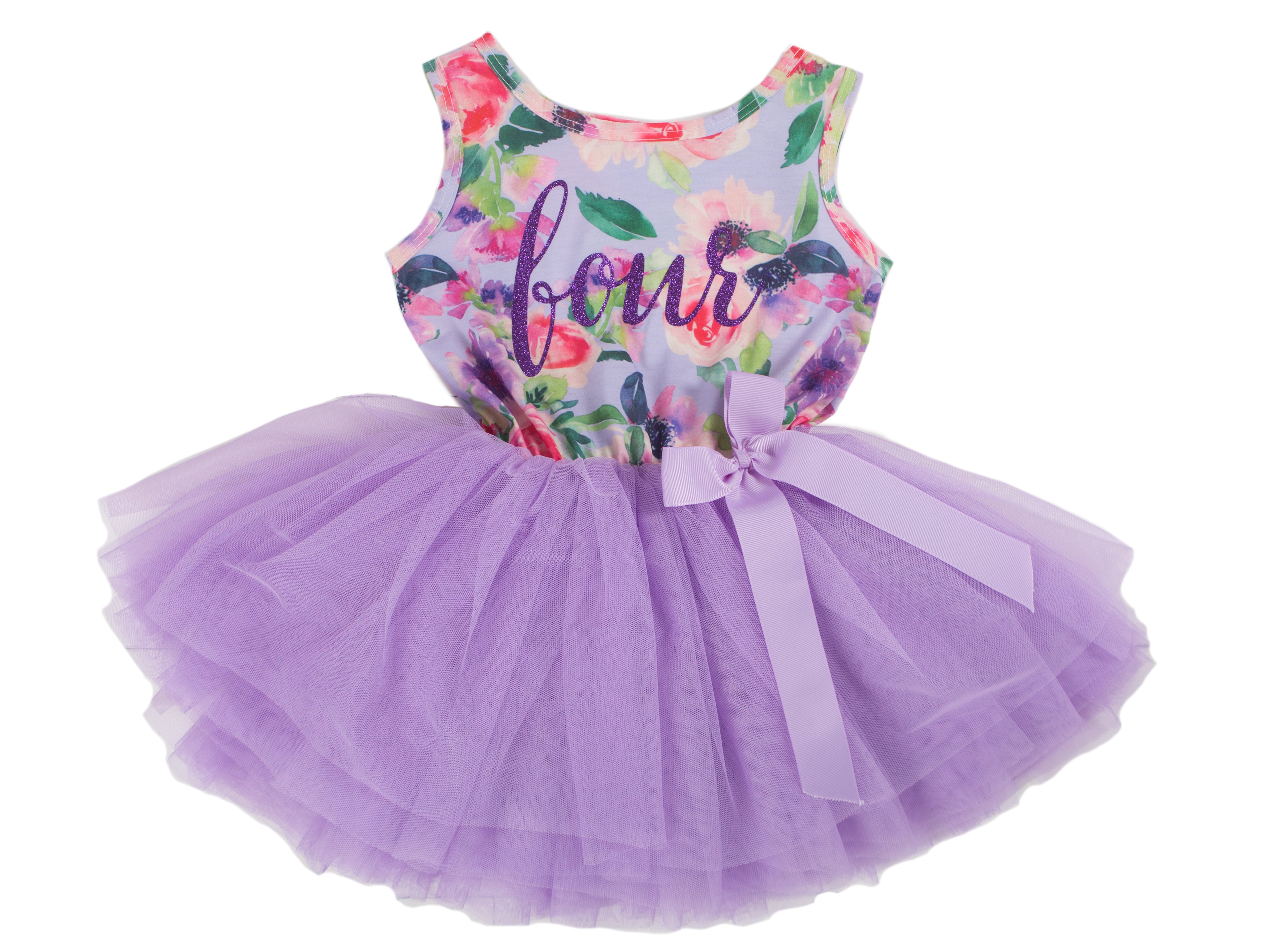 4th Birthday Dress - Floral Heart (Sleeveless) - Grace and Lucille