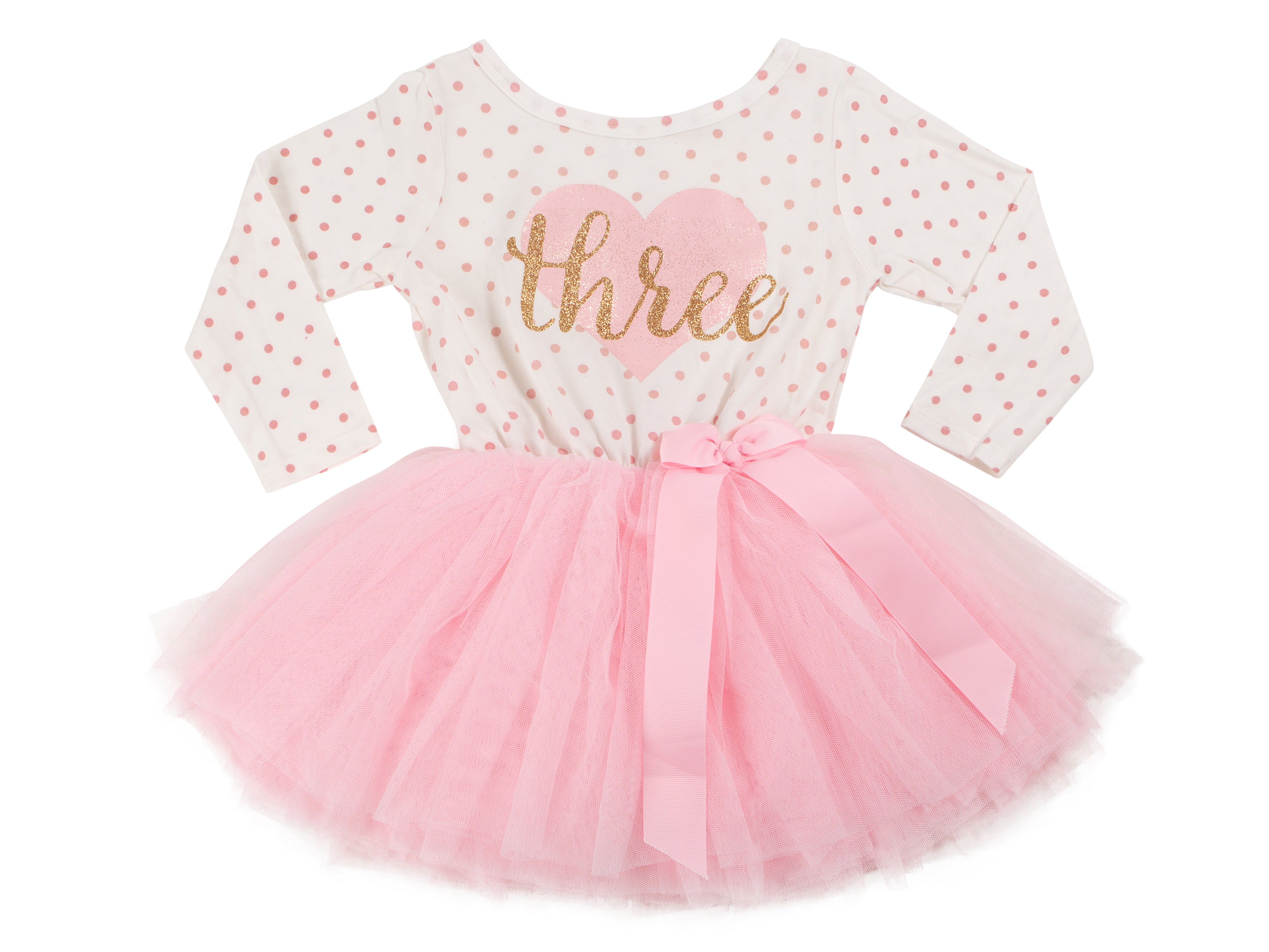 3rd Birthday Dress - Polka Dot (Long Sleeve) - Grace and Lucille