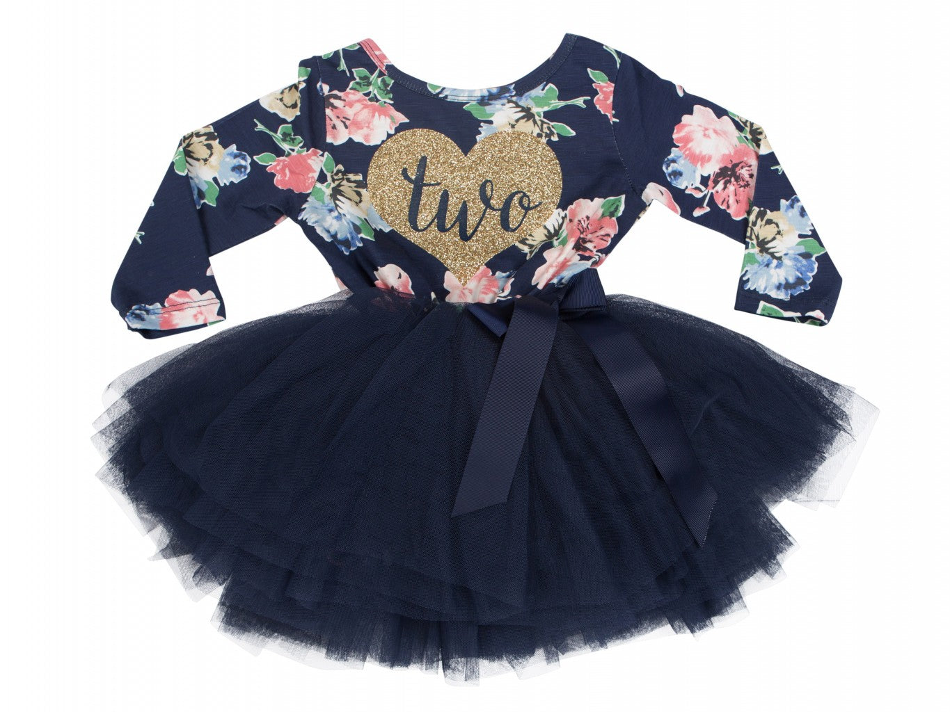 Floral Heart of Gold Birthday Dress - (2nd Birthday Dress - 2nd B - Grace Lucille