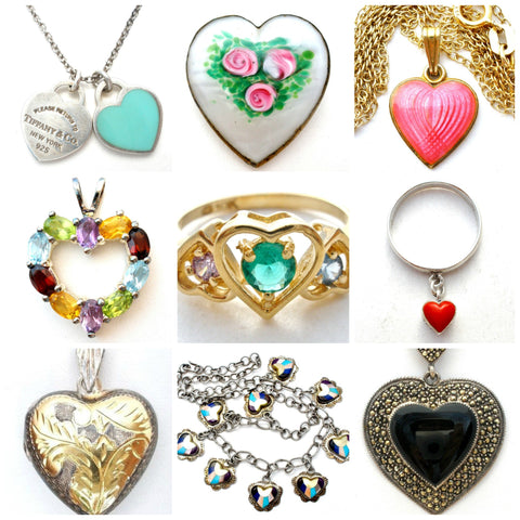 vintage and antique heart jewelry