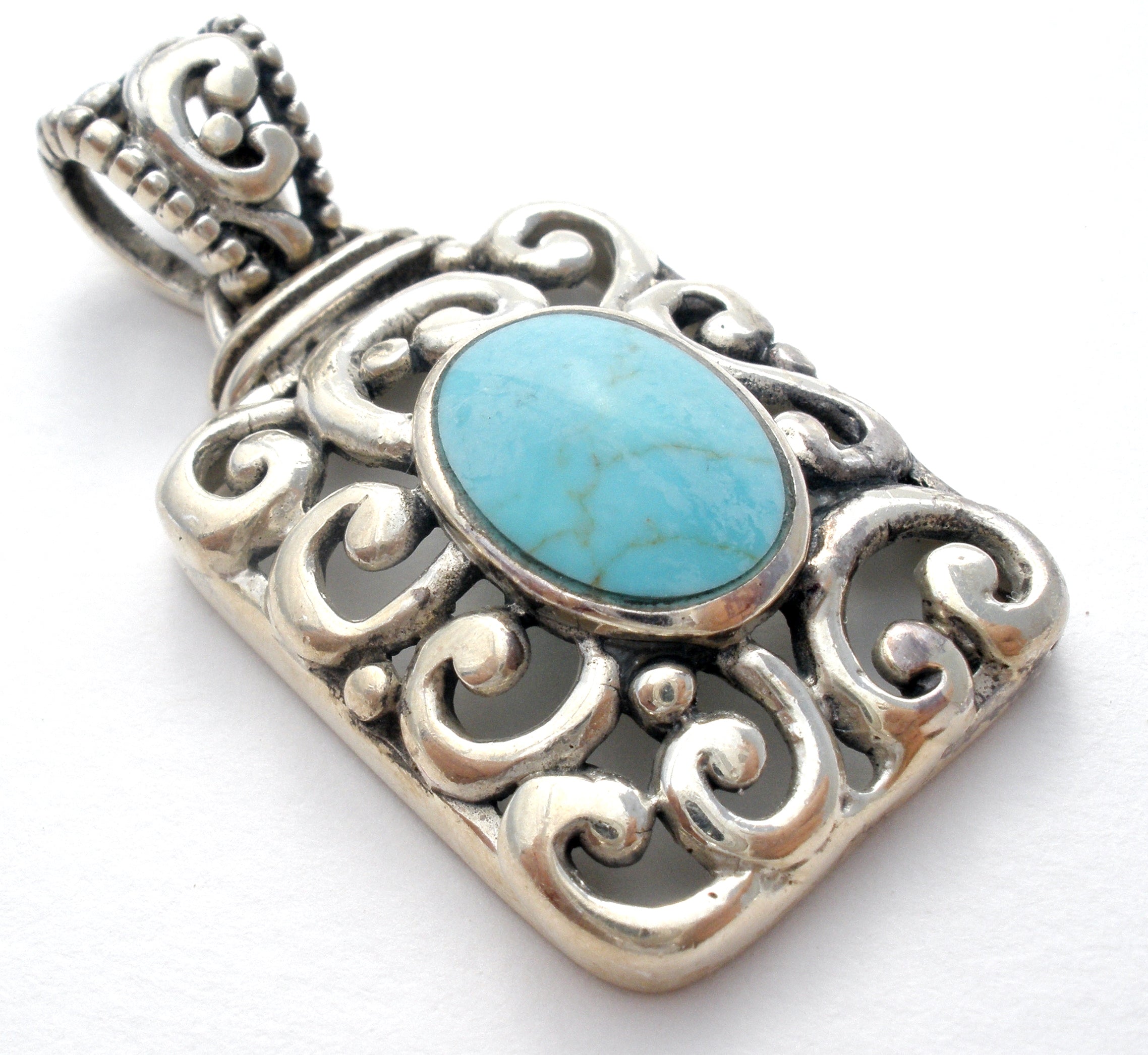 Open Work Sterling Silver Turquoise Pendant – The Jewelry Lady's Store