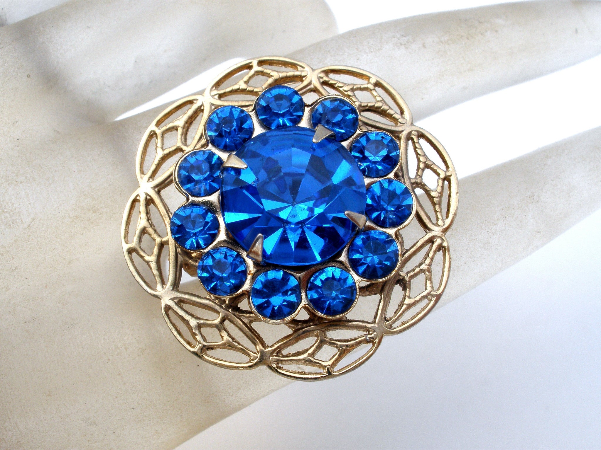 Sapphire Blue Rhinestone Brooch Pin Vintage The Jewelry Lady S Store