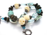 Turquoise & Art Glass Sterling Silver Necklace Bracelet Set - The Jewelry Lady's Store