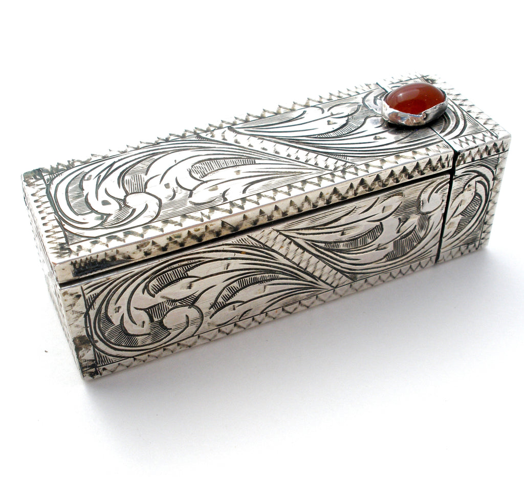 Vintage 800 Silver Engraved Lipstick Holder The Jewelry