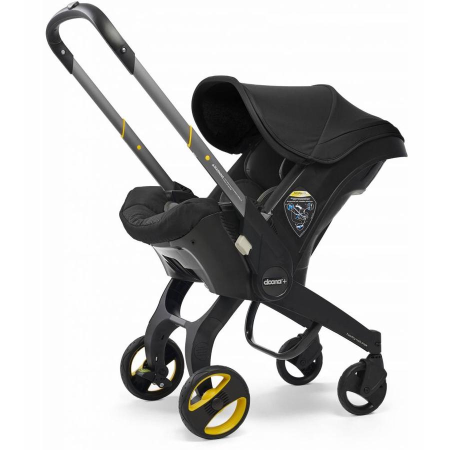 yellow car seat and stroller