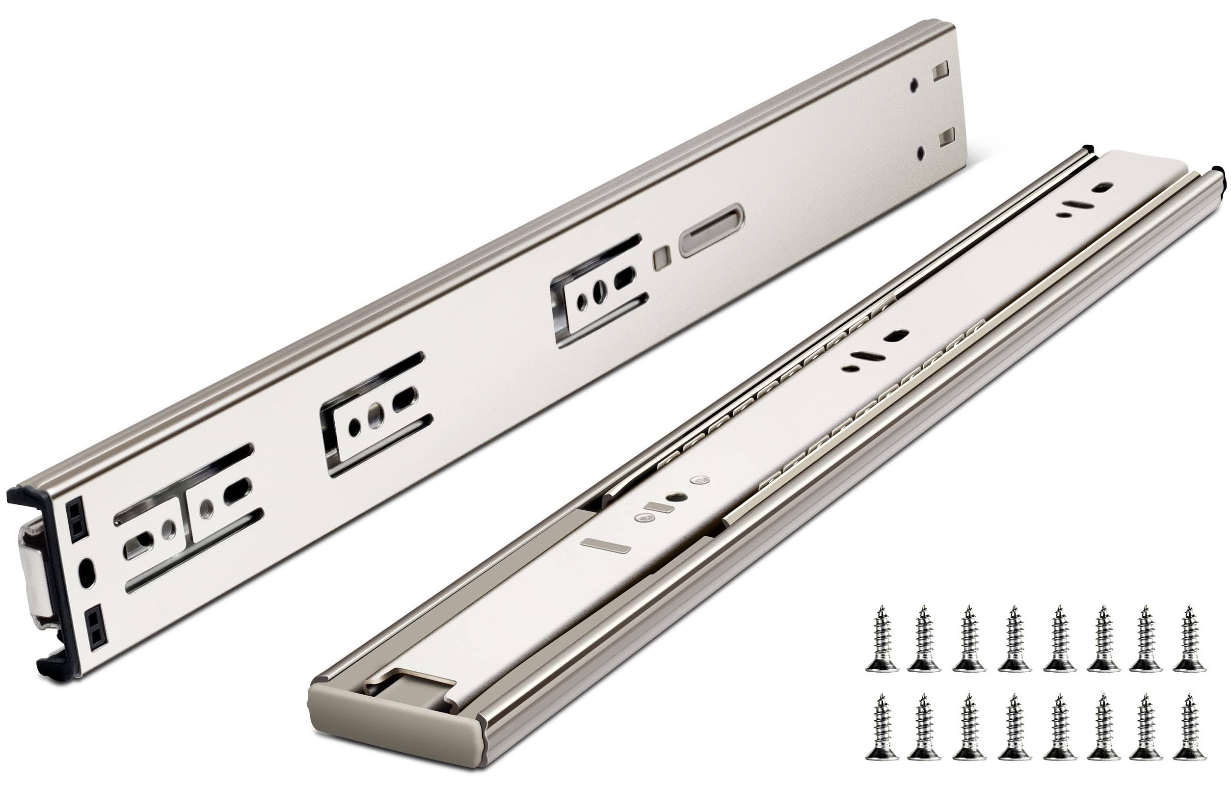 12 inch Drawer Slides, Plusmart Soft Close Drawer Slide Glides Ball Bearing Full Extension Cabinet Slides, 3 Folds, 150Lb, 1 Pairs NBZ0_F7SZP63
