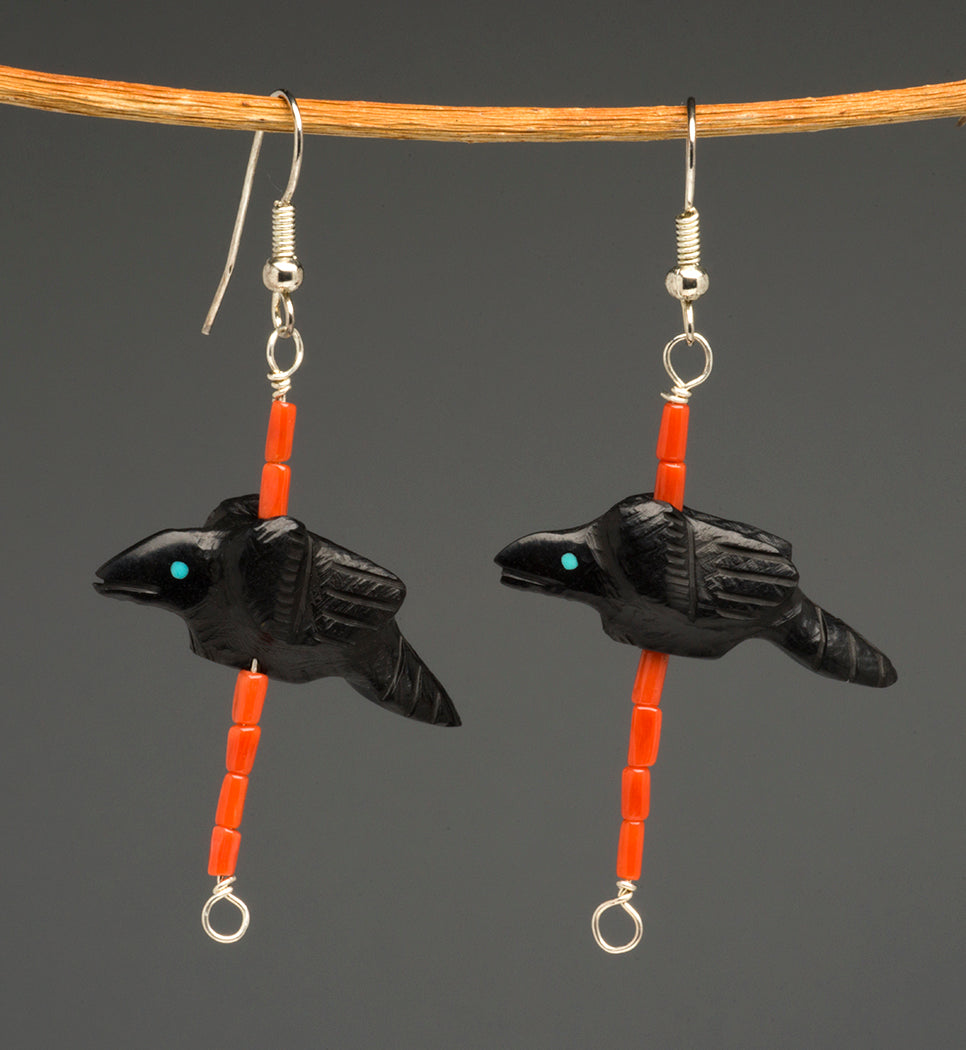 Many Ravens Fetish Necklace & Earrings Set