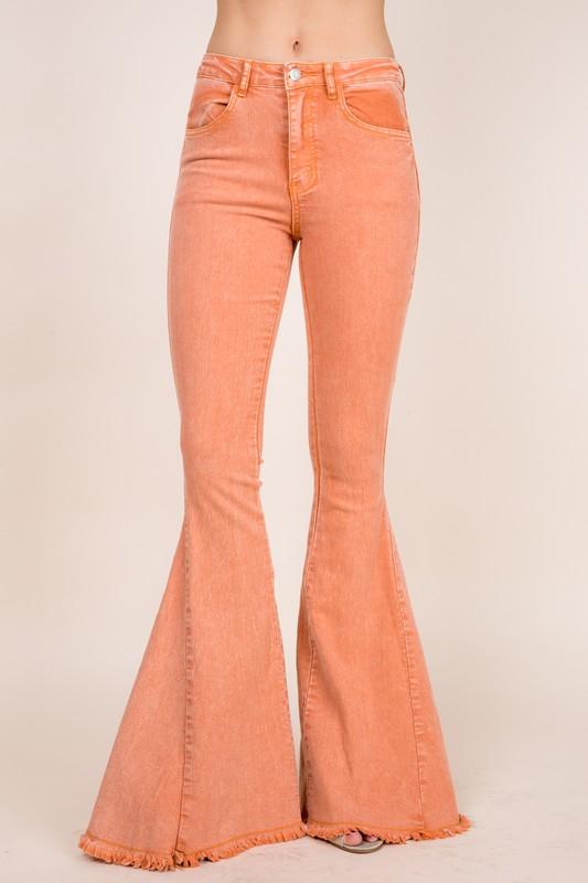 orange flare jeans