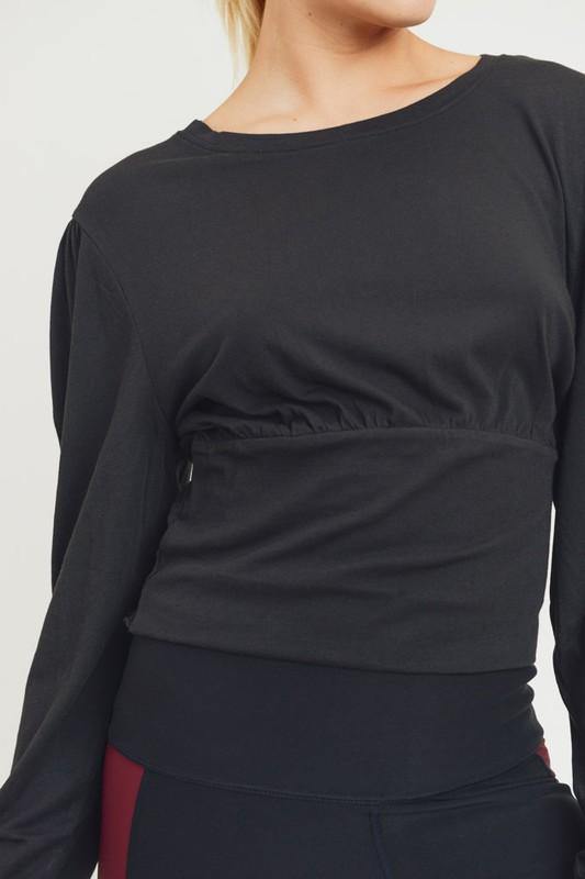 Black Cropped Crew Neck Top