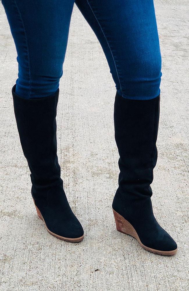 tall black suede boots